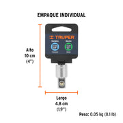 Adaptador para matraca de cuadro 3/8' a cuadro 1/2', TRUPER