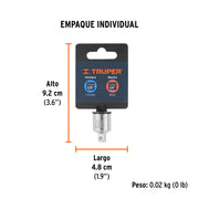 Adaptador para matraca de cuadro 3/8' a cuadro 1/4', TRUPER