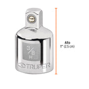 Adaptador para matraca de cuadro 3/8' a cuadro 1/4', TRUPER