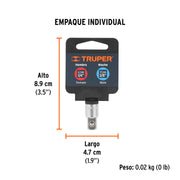 Adaptador para matraca de cuadro 1/4' a cuadro 3/8', TRUPER