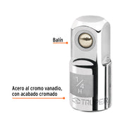 Adaptador para matraca de cuadro 1/4' a cuadro 3/8', TRUPER