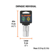 Adaptador para matraca de cuadro 1/2' a cuadro 3/4', TRUPER