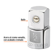 Adaptador para matraca de cuadro 1/2' a cuadro 3/4', TRUPER