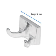 Gancho doble para toallas, metálico, cromo, BASIC
