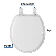 Asiento redondo acojinado para WC, cerrado, blanco, AQUA