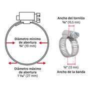 Bolsa con 10 abrazaderas sin fin #10, 3/4 - 1-1/16', FIERO