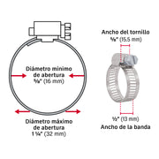 Bolsa con 10 abrazaderas sin fin #12, 5/8 - 1-1/4', FIERO