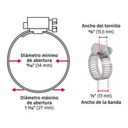 Bolsa con 10 abrazaderas sin fin #7, 9/16 - 1-1/16', FIERO