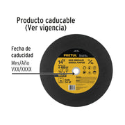 Disco Tipo 41 de 14' x 3.1 mm para corte de metal, PRETUL