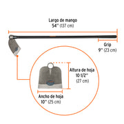 Azadón Centroamericano 3.0 lb, mango de fibra 54', TRUPER