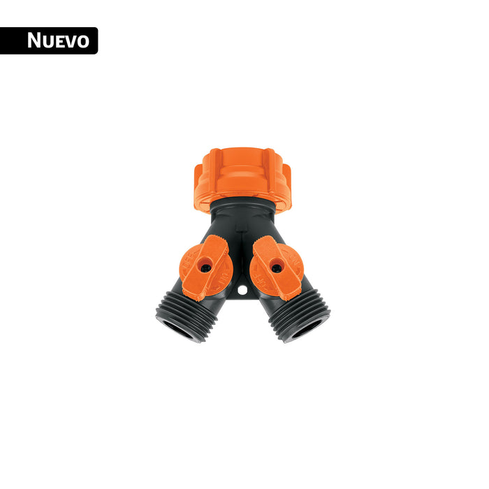 Conector 'Y' 3/4' plástico con tuerca móvil p/manguera
