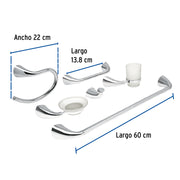 Juego de 6 accesorios para baño metálicos, FOSET AERO