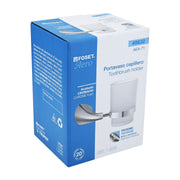Portavaso cepillero metálico con vaso de vidrio, FOSET AERO