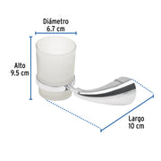 Portavaso cepillero metálico con vaso de vidrio, FOSET AERO