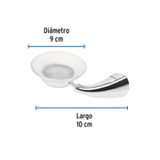 Jabonera metálica con plato de vidrio, FOSET AERO