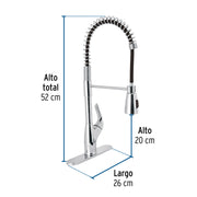 Monomando fregadero cromo, semi profesional, FOSET AERO