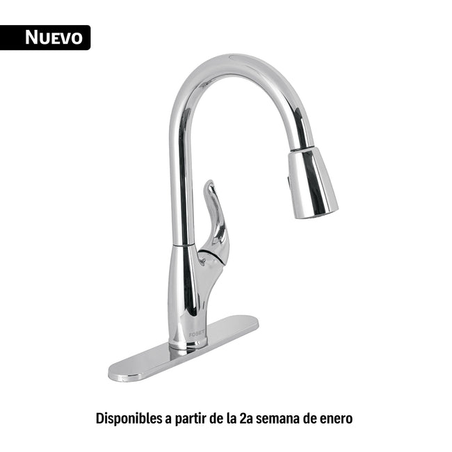 Monomando nariz retráctil para fregadero, cromo, FOSET AERO