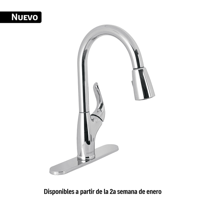 Monomando nariz retráctil para fregadero, cromo, FOSET AERO