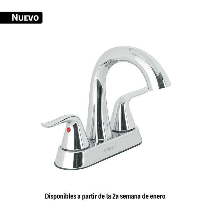 Mezcladora lavabo 4' cromo, cuello alto, palanca, FOSET AERO