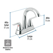 Mezcladora lavabo 4' cromo, cuello alto, palanca, FOSET AERO