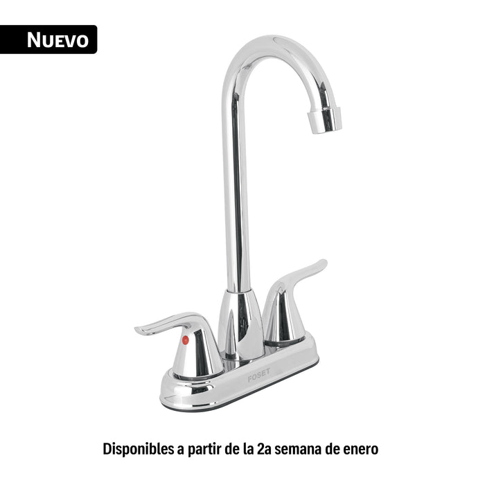 Mezcladora lavabo 4' cromo, tipo bar, palanca, FOSET AERO