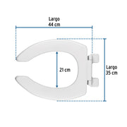 Asiento alargado sin tapa para taza fluxómetro, blanco, AQUA