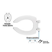 Asiento alargado sin tapa para taza fluxómetro, blanco, AQUA