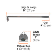 Azadón Lane No. 0 de 1.6 lb, mango de fibra 54', TRUPER