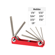 Juego de 7 llaves hexagonales std, tipo navaja, TRUPER
