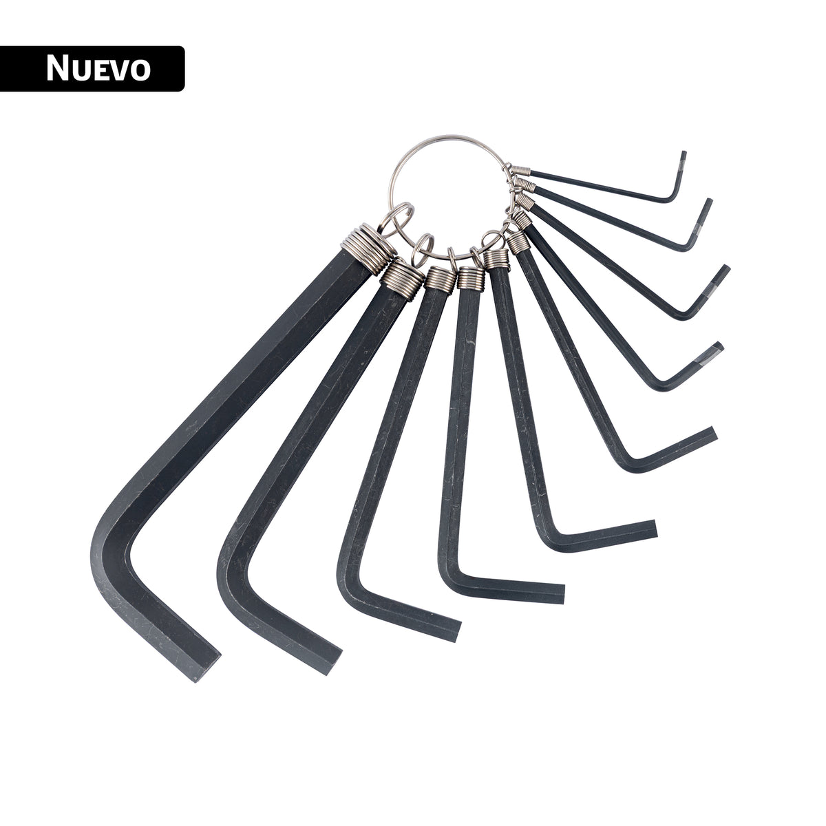 Juego de 10 llaves hexagonales mm, tipo llavero, PRETUL