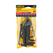 Juego de 14 llaves hexagonales mixtas, tipo llavero, PRETUL