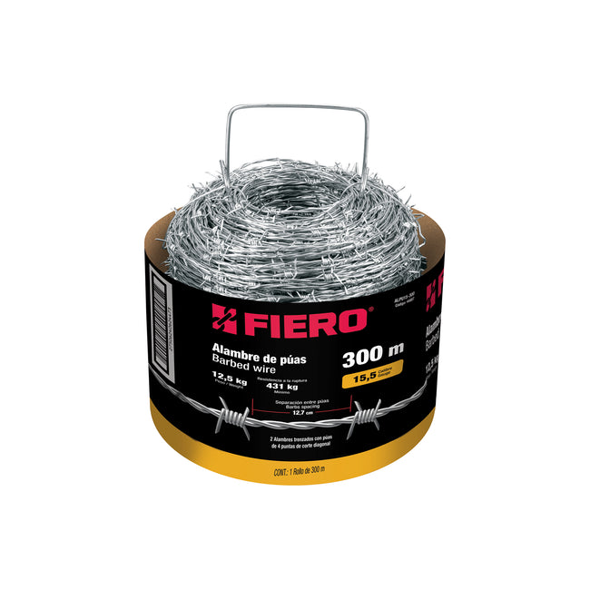 Rollo de alambre de púas 300m calibre 15.5, FIERO