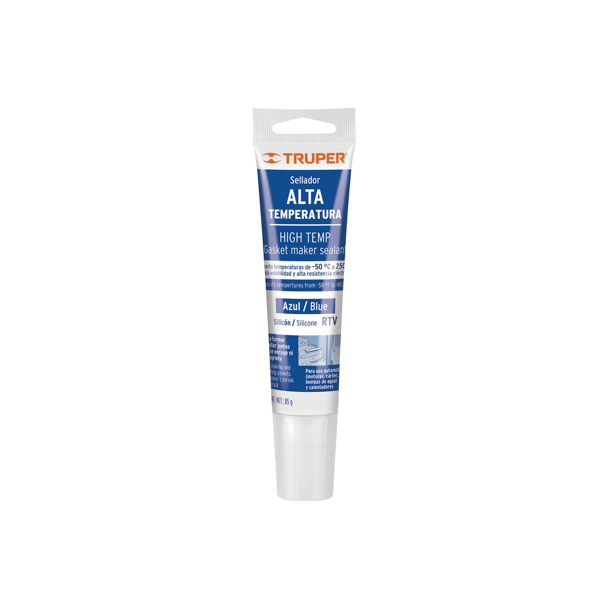 Sellador de silicón azul RTV para altas temperaturas, 85 g