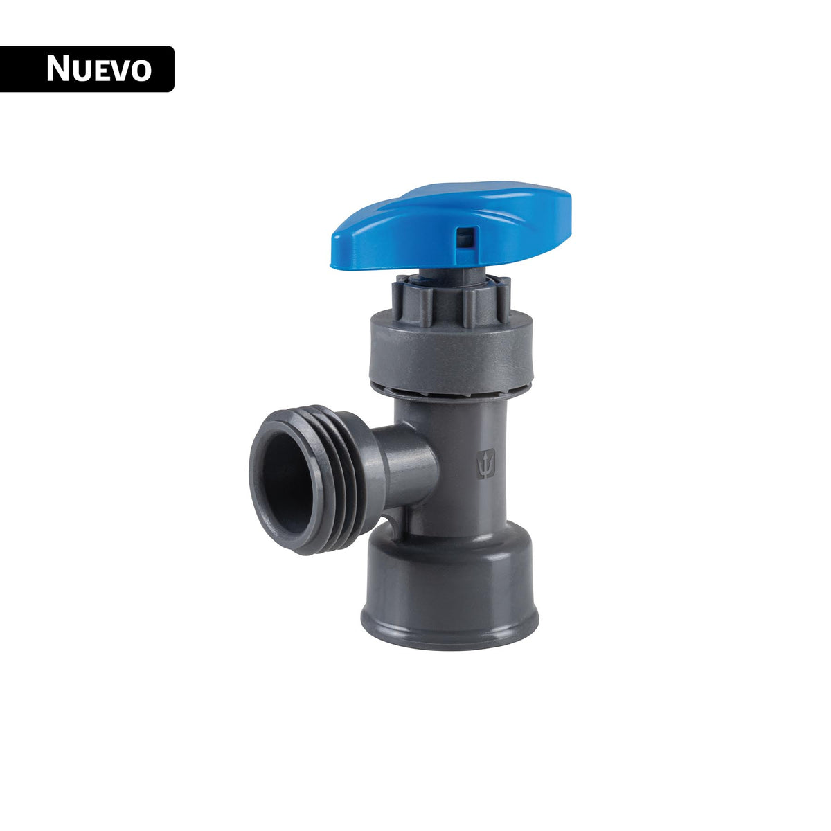 Llave angular plástica 1/2' multivuelta, maneral azul, BASIC