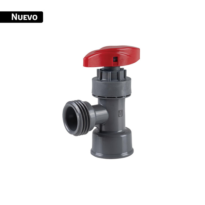 Llave angular plástica 1/2' multivuelta, maneral rojo, BASIC