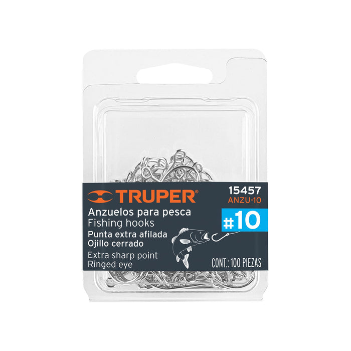 Blíster con 100 anzuelos para pesca # 10, TRUPER
