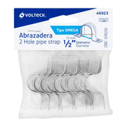 Bolsa c/10 abrazaderas tipo omega 1/2' p/tubo pared delgada