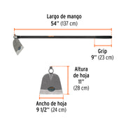 Azadón oreja y martillo No. 3 de 3.3 lb, mango de fibra 54'