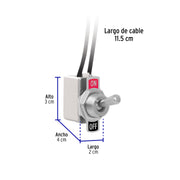 Interruptor de palanca con cable, 1 polo, on-off, VOLTECK