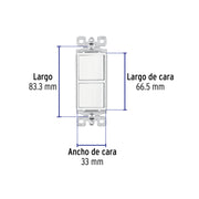 Interruptor dúplex, 1 sencillo y 1 de 3 vías, línea Classic