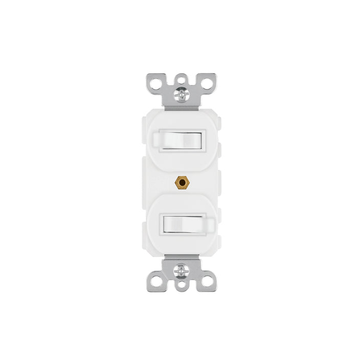 Interruptor dúplex de palanca, Standard, blanco, VOLTECK