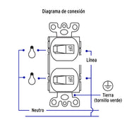 Interruptor dúplex de palanca, Standard, blanco, VOLTECK