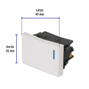 Interruptor de 3 vías, 1.5 módulos, línea Española, blanco