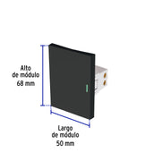 Interruptor sencillo negro de 3 módulos, línea Lisboa