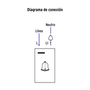 Interruptor para timbre, 1.5 módulos, línea Española, blanco