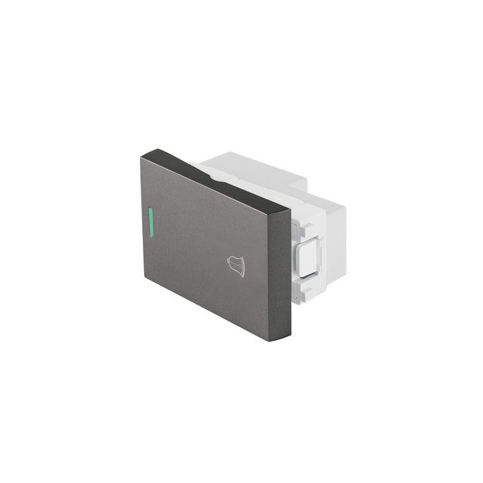 Interruptor timbre acero inox de 1.5 módulos, línea Lisboa