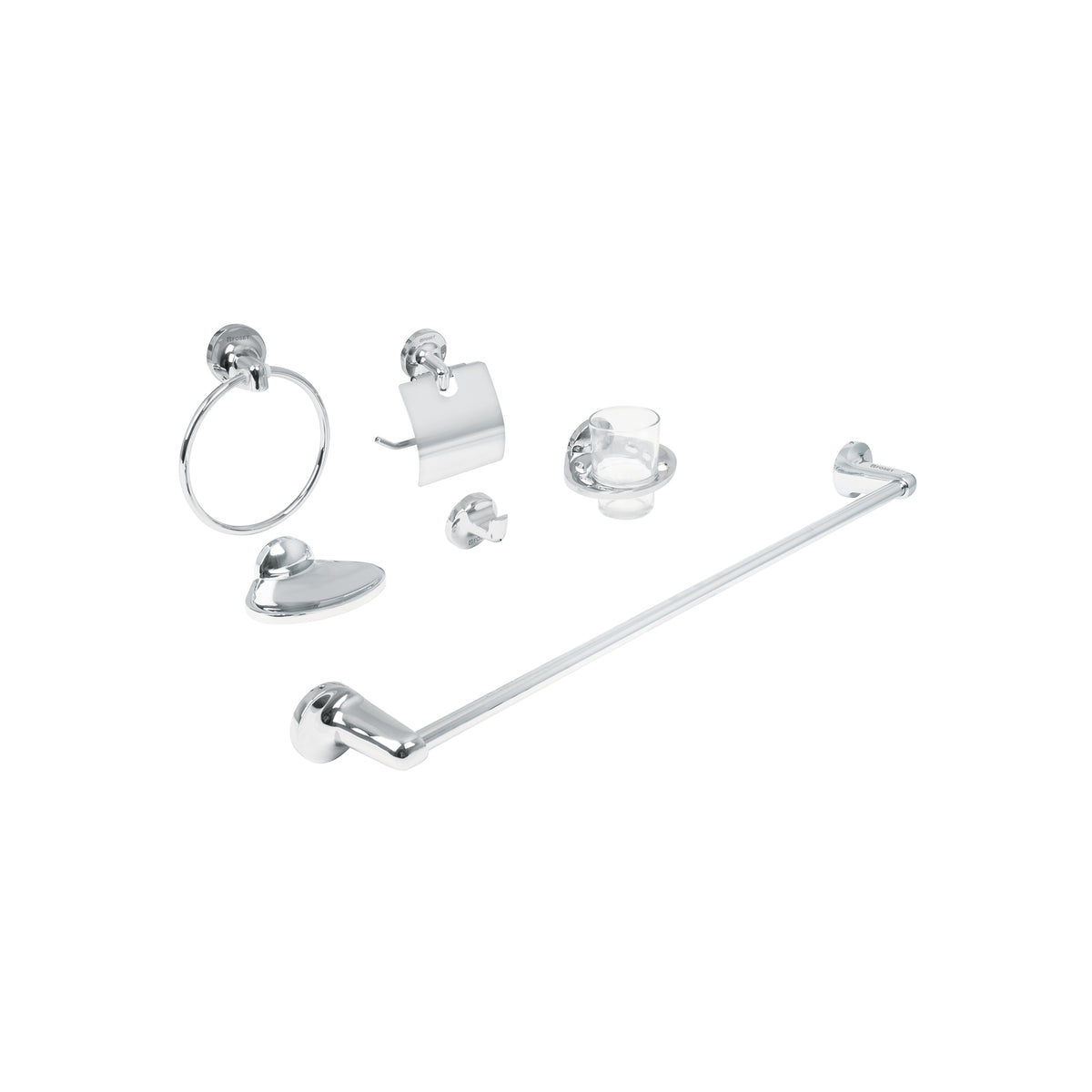 Juego de 6 accesorios para baño redondos, cromo, FOSET AQUA