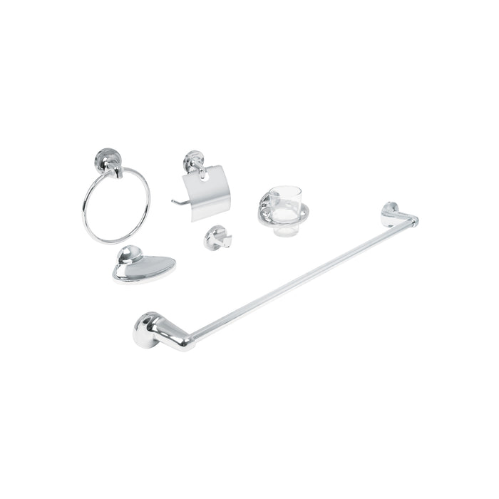 Juego de 6 accesorios para baño redondos, cromo, FOSET AQUA