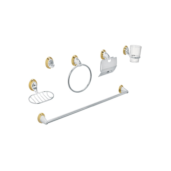 Juego de 6 accesorios para baño, cromo-oro, FOSET AQUA