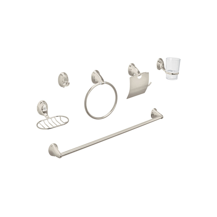 Juego de 6 accesorios para baño, níquel satín, FOSET AQUA